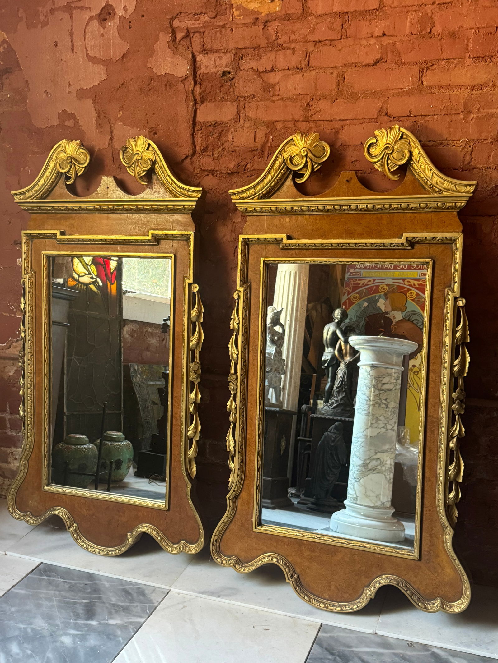 Fine Pair of 19th century Gilt wood English Regency mirrors (1 of 6)