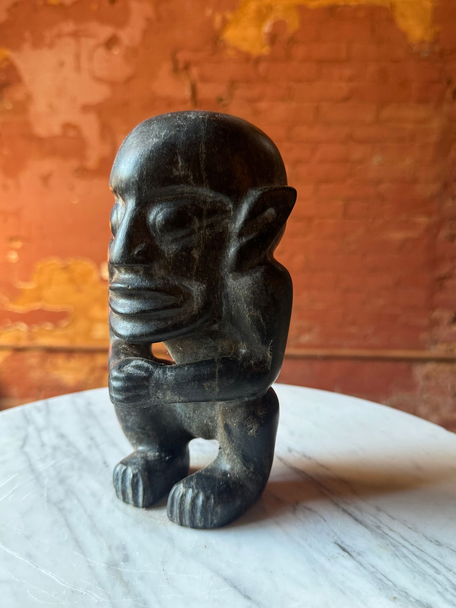 Fine Olmec pre-Colombian figure: Exceptional Jade pre-Colombian Olmec figure. From a fine European estate.