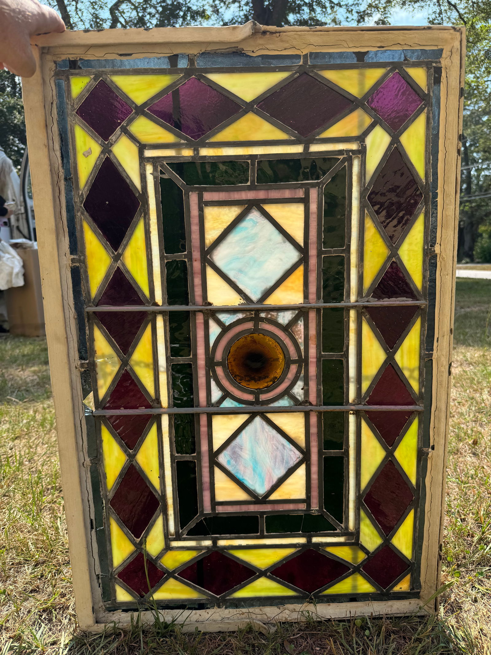 Antique Art Nouveau Stained Glass window (1 of 1)