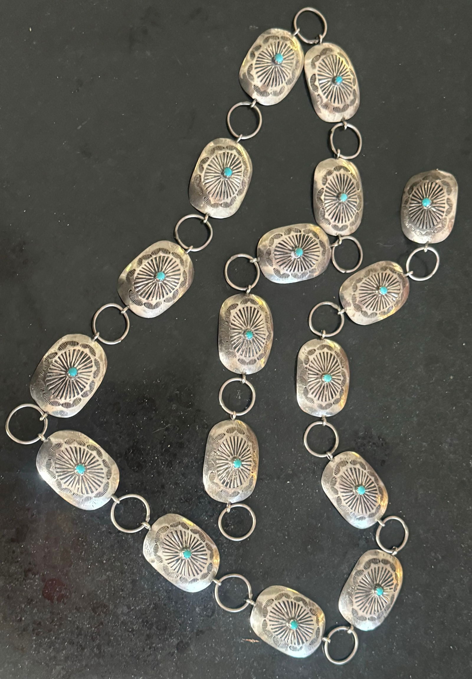 Antique Navajo Sterling and turquoise Concho belt (1 of 1)