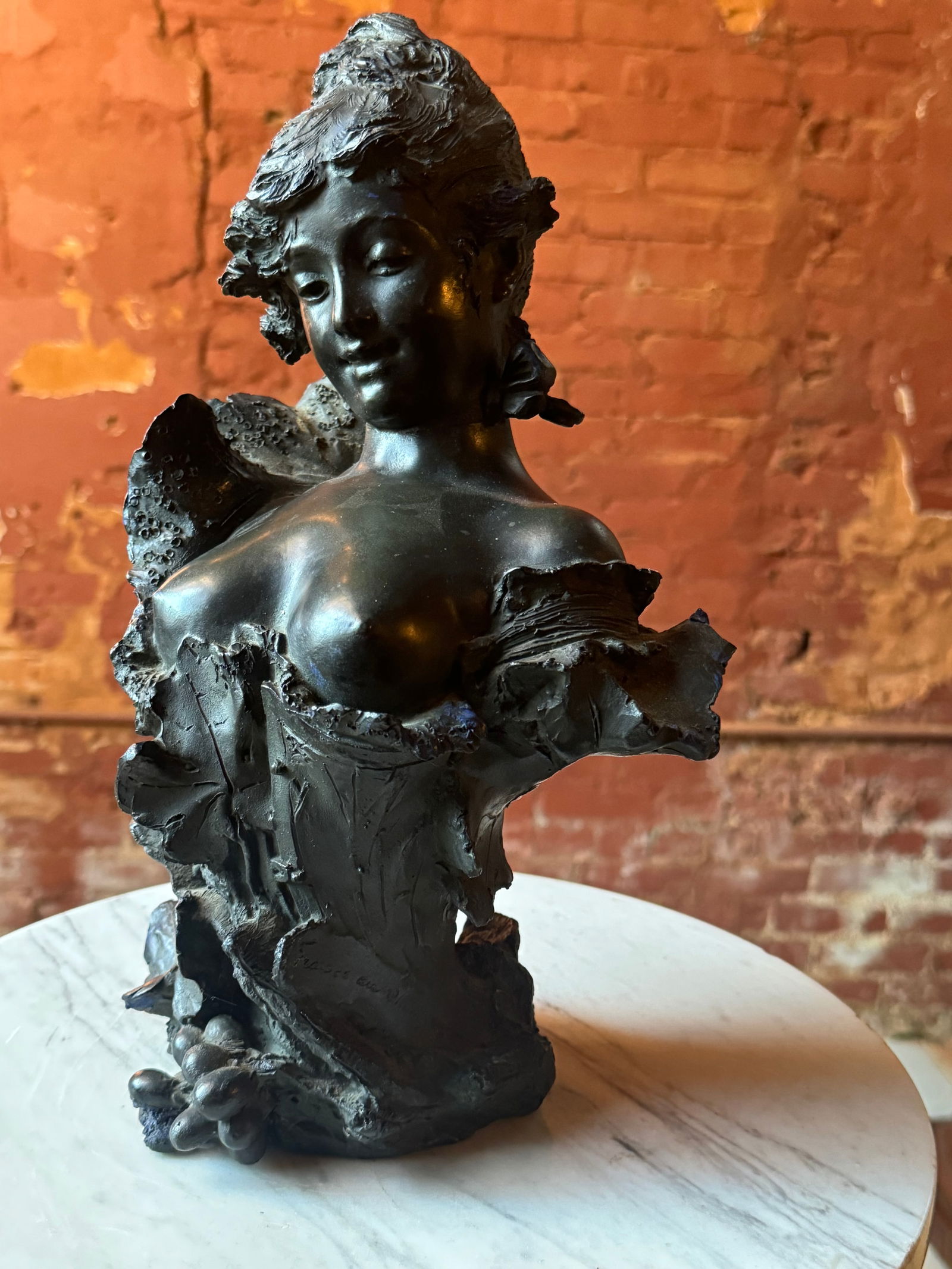 French Art Nouveau Bust “Fraises au Champagne” by Alfred Jean Foretay: Fine French Art Nouveau Bust “Fraises au Champagne” by Alfred Jean Foretay Active in Paris