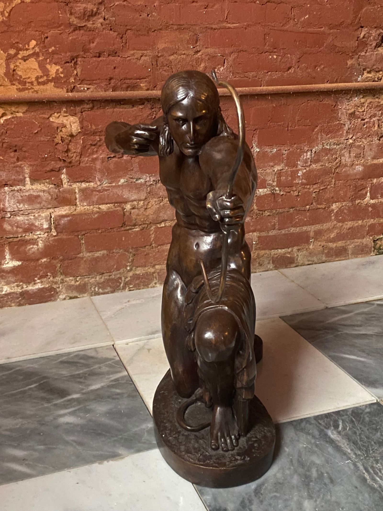 Art Deco Bronze Paul Manship American Indian Sculpture: Amazing bronze after Paul Manship . Paul Manship created Indian Hunter as a companion piece to a sculpture of an antelope. The hunter's tense pose and focused expression suggest that he has just fired