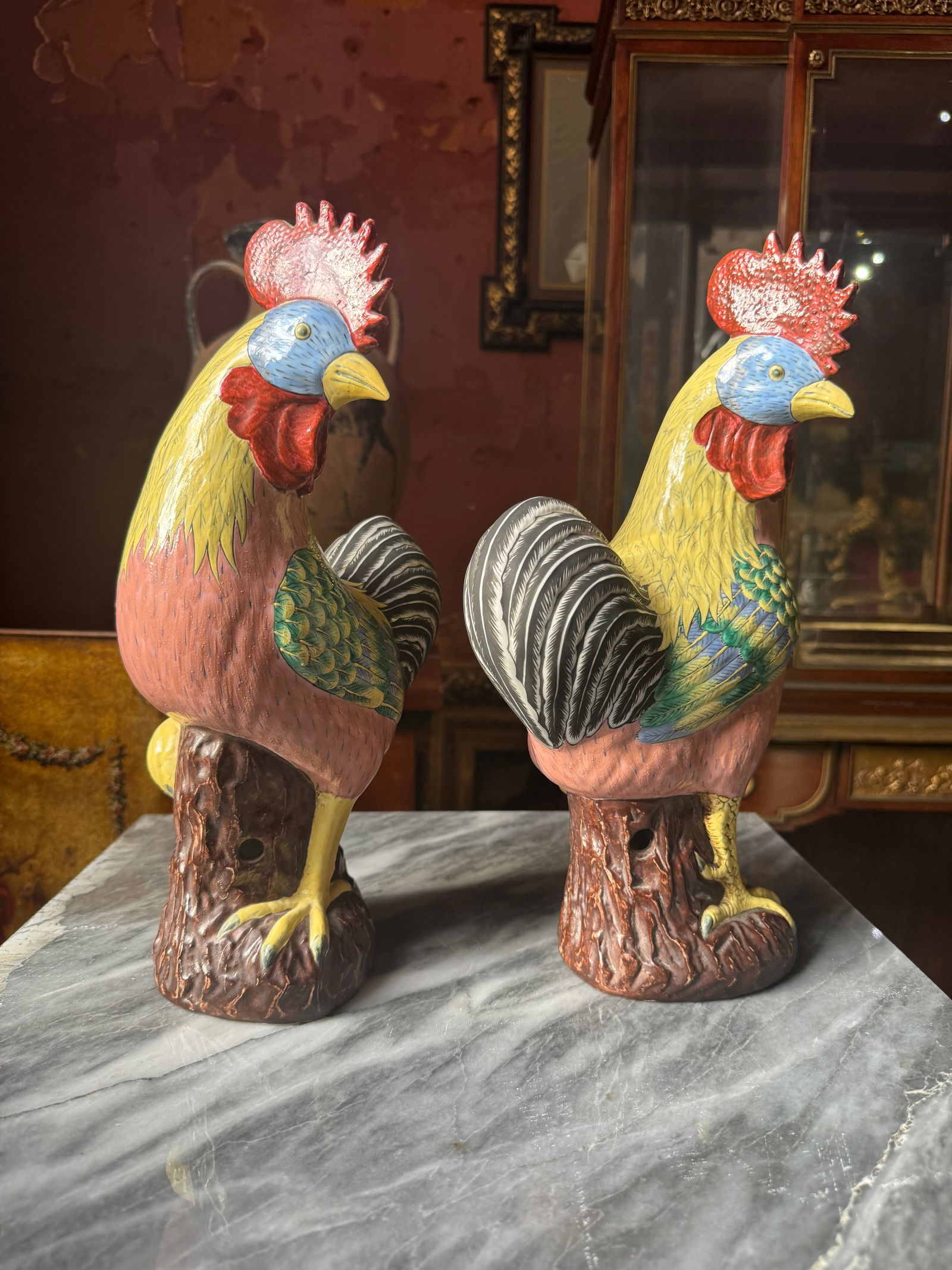 Pair of Qing Dynasty Chinese Export porcelain chickens (1 of 1)