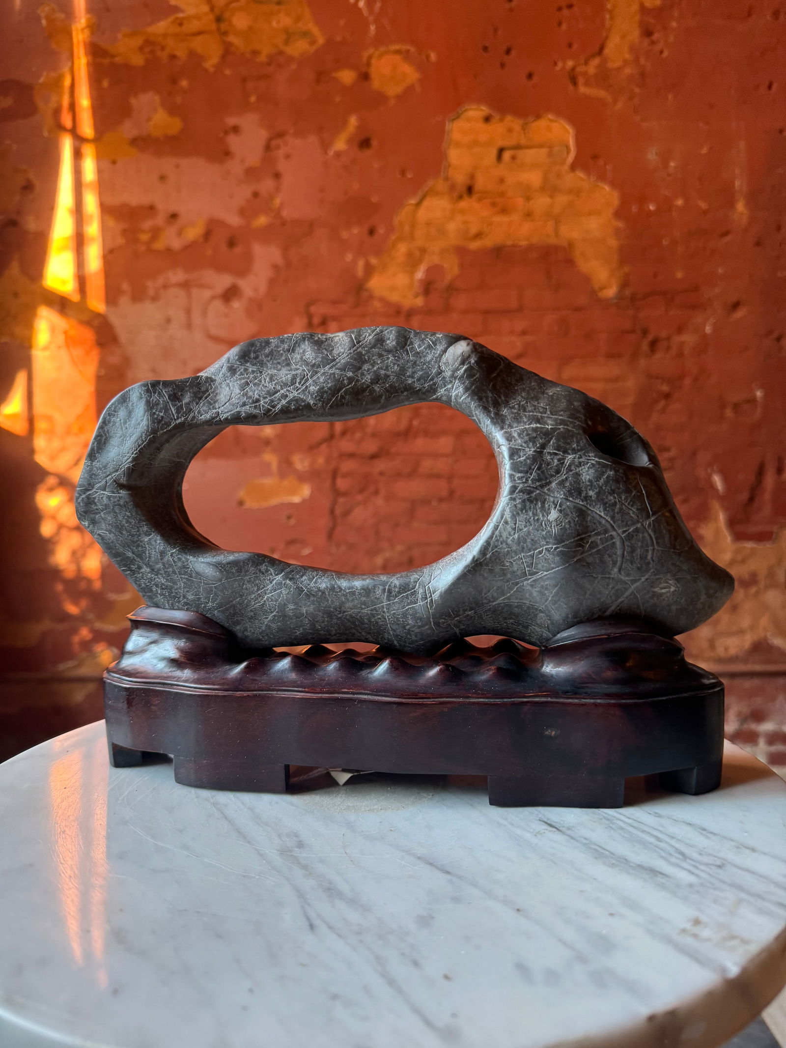 Qing Dynasty scholar stone sculpture: Fine Antique Qing dynasty scholar stone. Beautiful surface and scale. From a prominent New York City Estate.