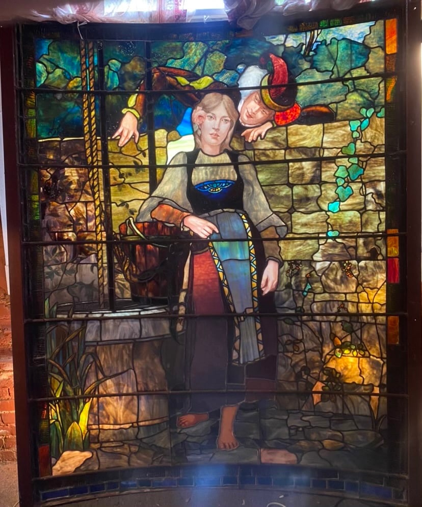 Important Tiffany Studios Stained Glass Window “LE PUITS QUI PARLE” (1 of 15)
