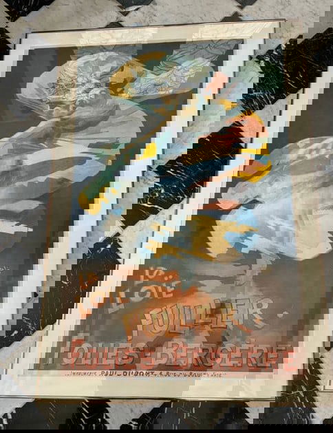 Rare Art Nouveau Original Poster La Loie Fuller Folies Bergere by Jean de Paleolog: Rare original art nouveau poster lithograph La Loie Fuller folies Bergere by Jean de Paleologue. A rare early example. For a prominent New York City Estate. This rare poster rarely appears on the mark