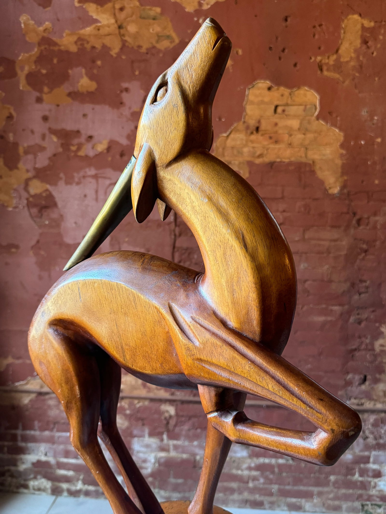 French Art Deco Sculpture: Fabulous French Art deco hand carved sculpture of an Ibex. Beautifully rendered. dating to the 1920s or 30s.