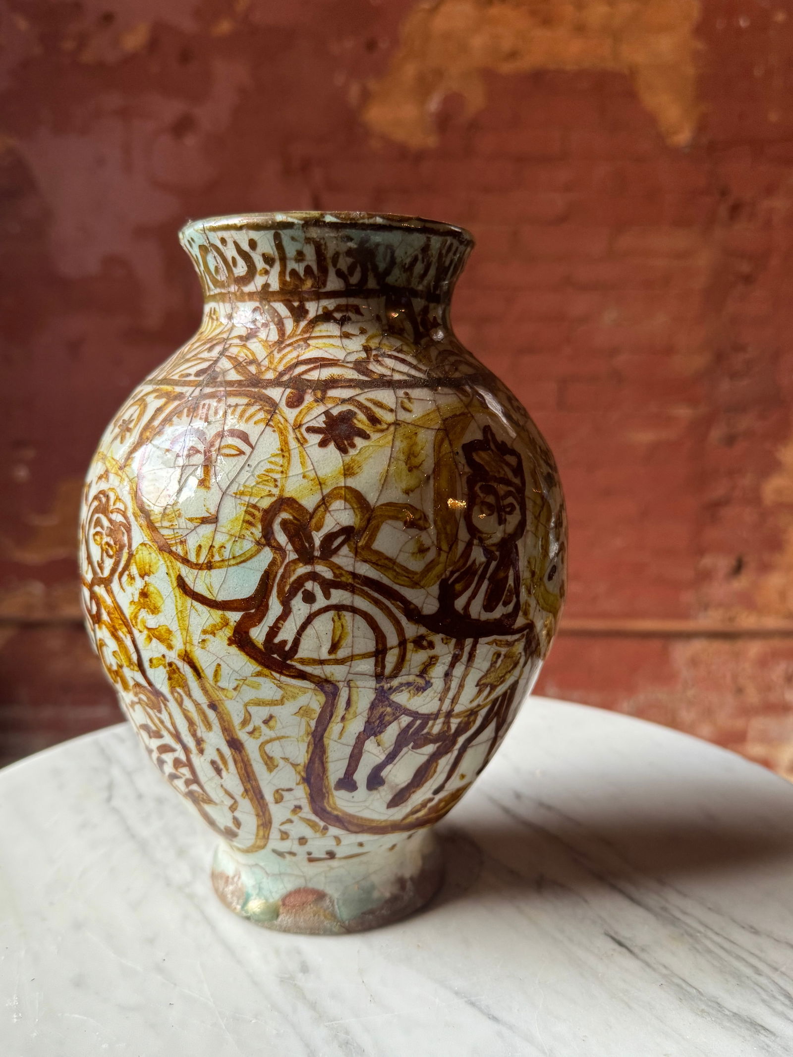 Early Kashan Persian Pottery Vase 17th century or earlier (1 of 5)