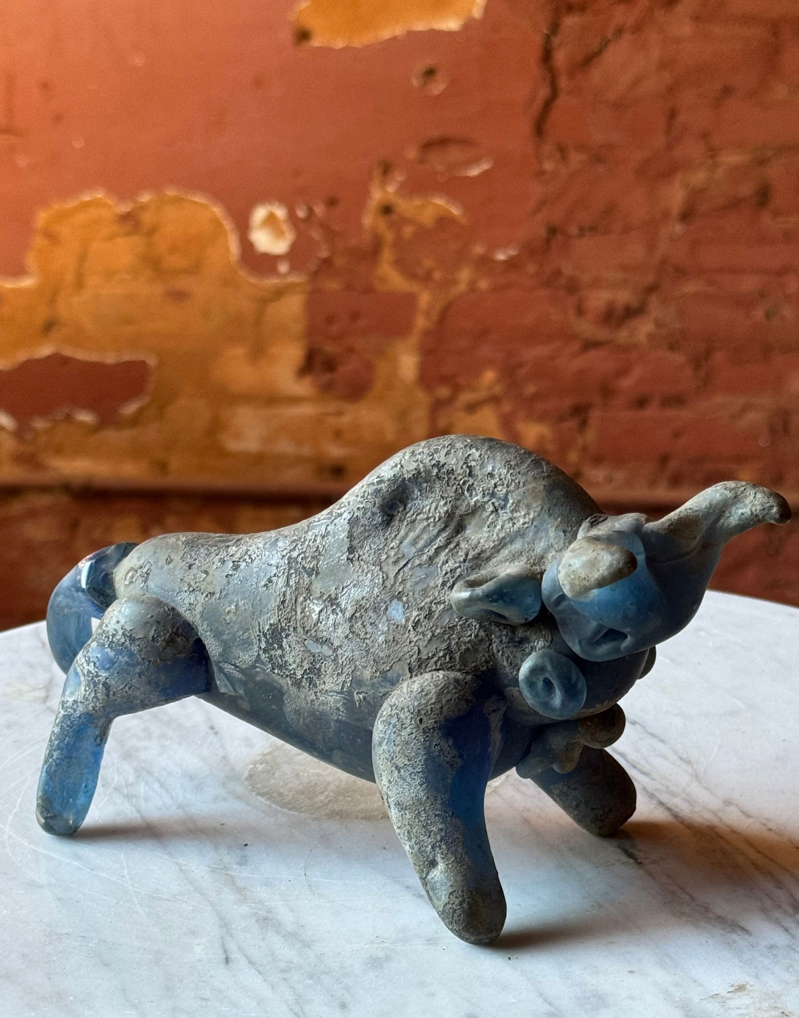 Roman Glass Bull Grand Tour?: Roman glass figure of a bull. Possibly grand tour period. From a NYC estate
