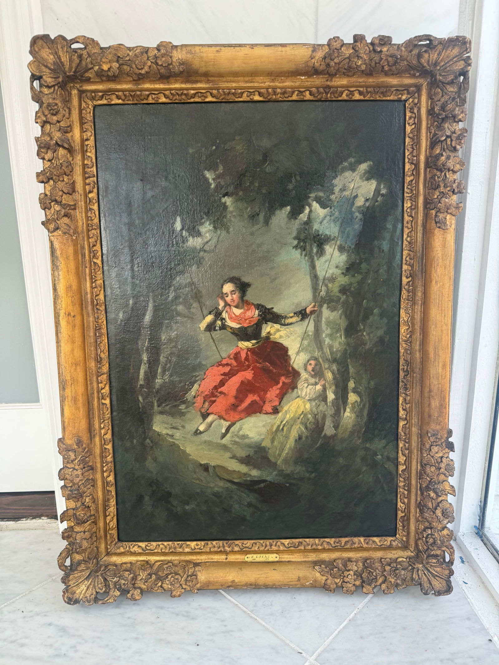 Spanish Old Master Painting early 19th century: Fine Spanish old master painting school of Goya. This is an exquisite early example of Spanish rococo. Additional info to be posted shortly along with measurements. This find an early painting pertain