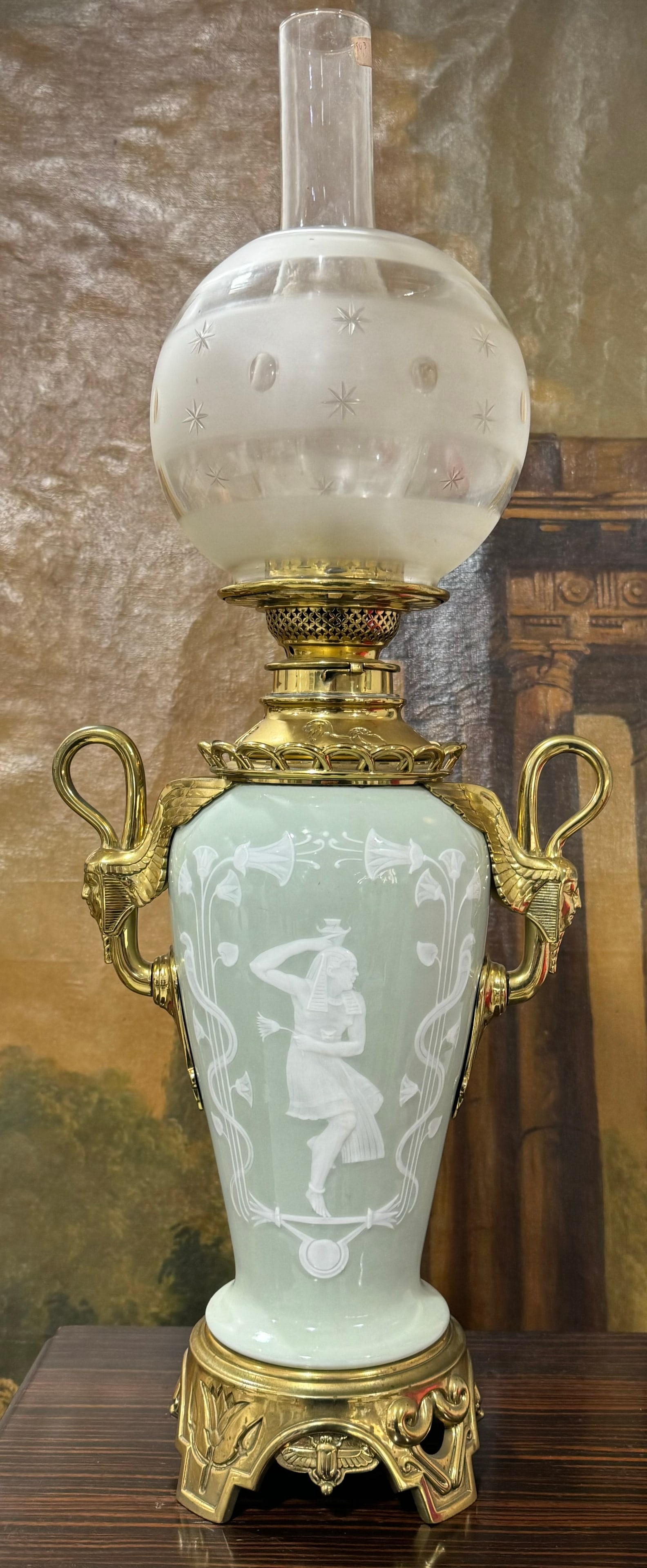 Art Nouveau Pate sur Pate porcelain Oil Lamp orientalist Paris (1 of 8)