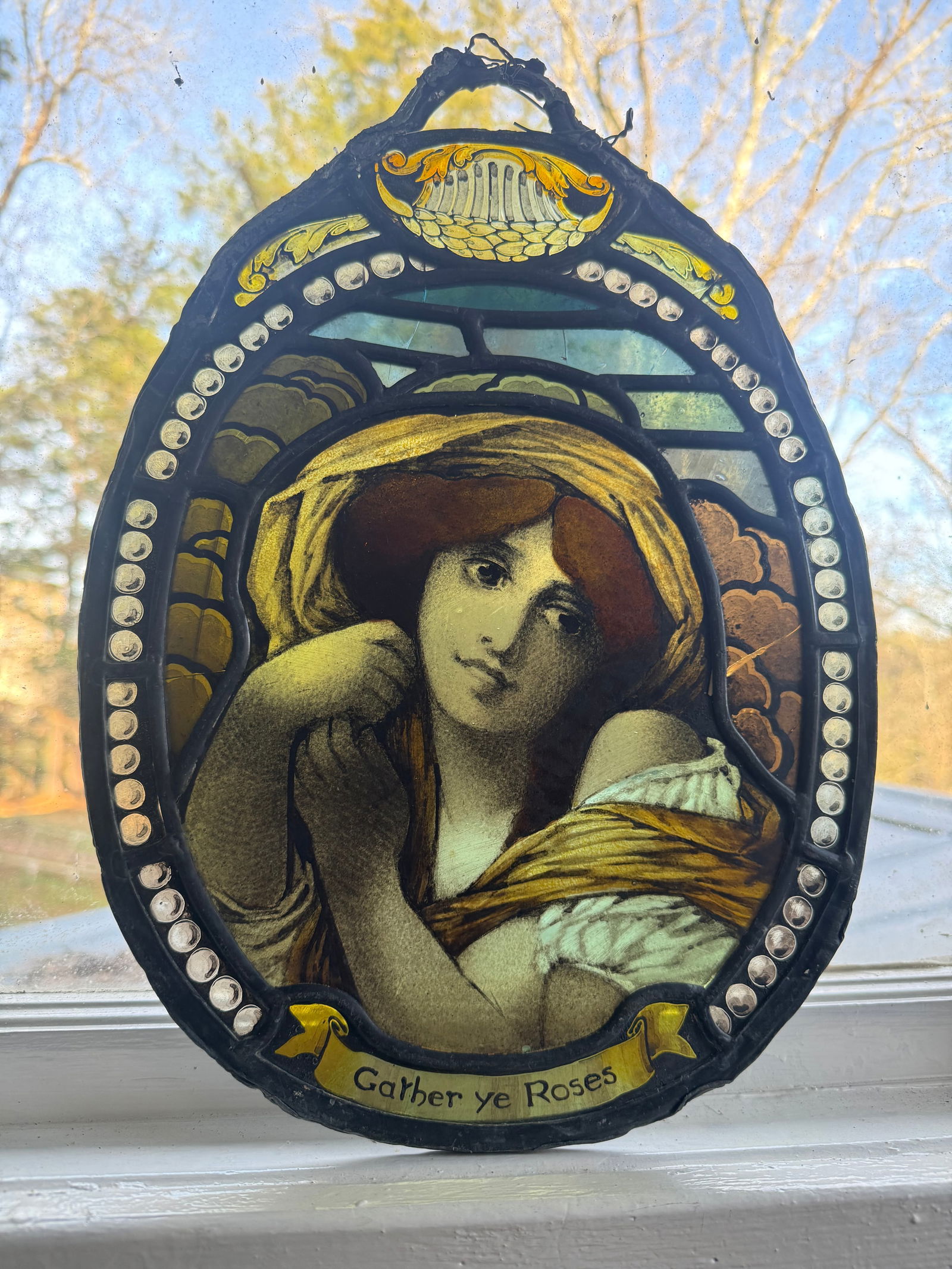 Art Nouveau Stained Glass window suncatcher: Fine Art nouveau stained glass suncatcher.