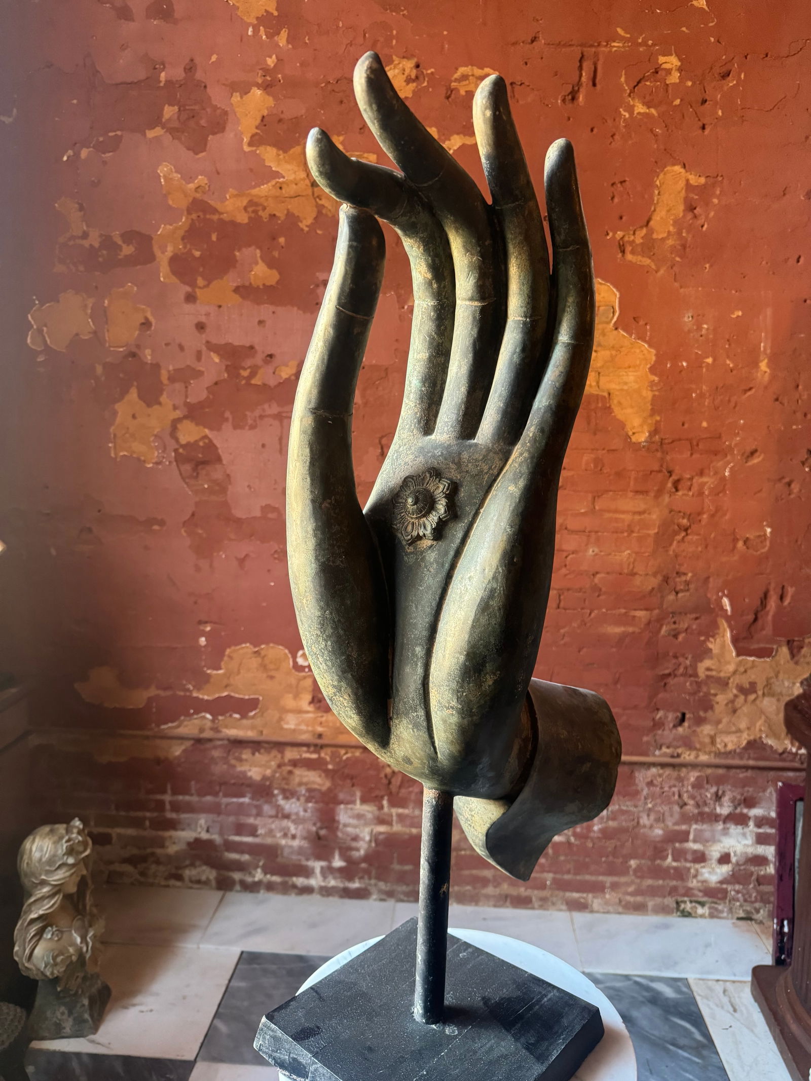 Monumental 19th century Bronze Thai Buddha Hand: Monumental in scale 19th century or earlier Thai Buddha hand. Superb casting and detail. From a NYC estate