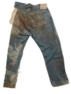 1890s LEVIS "NO.2s " miners rare denim jeans: extremely rare single pocket "holy grail" levis features Cali State Fair Pocket Bag stamp which we believe dates it 1891-1895 found long ago in mine and have been in private collection ever