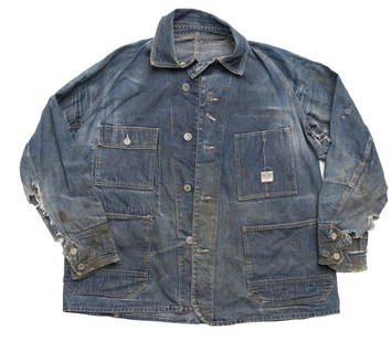 early 20th cent. Payday denim Chore Jacket worker: a quarter century appraising and evaluating denim and have never seen this tag on a chore coat before a true rare beautiful denim piece teens or twenties with chinstrap construction and design