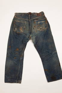 PACIFIC BRAND MINERS JEANS w/ LEVIS SUSPENDER BUTTONS: 1915-1925 32” waist 27” inseam Vintage Denim *MINE FOUND CIRCA 2007 BY INDIANA JEANS