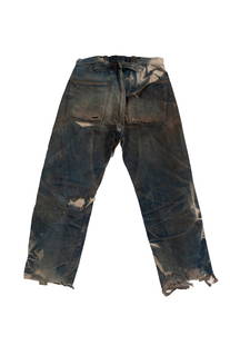 W.N. MOORE OF S.F., CA. MINERS JEANS w/ ADDED BELT LOOPS: early 1900's 33” waist 29” inseam Vintage Denim found by Michael Allen Harris