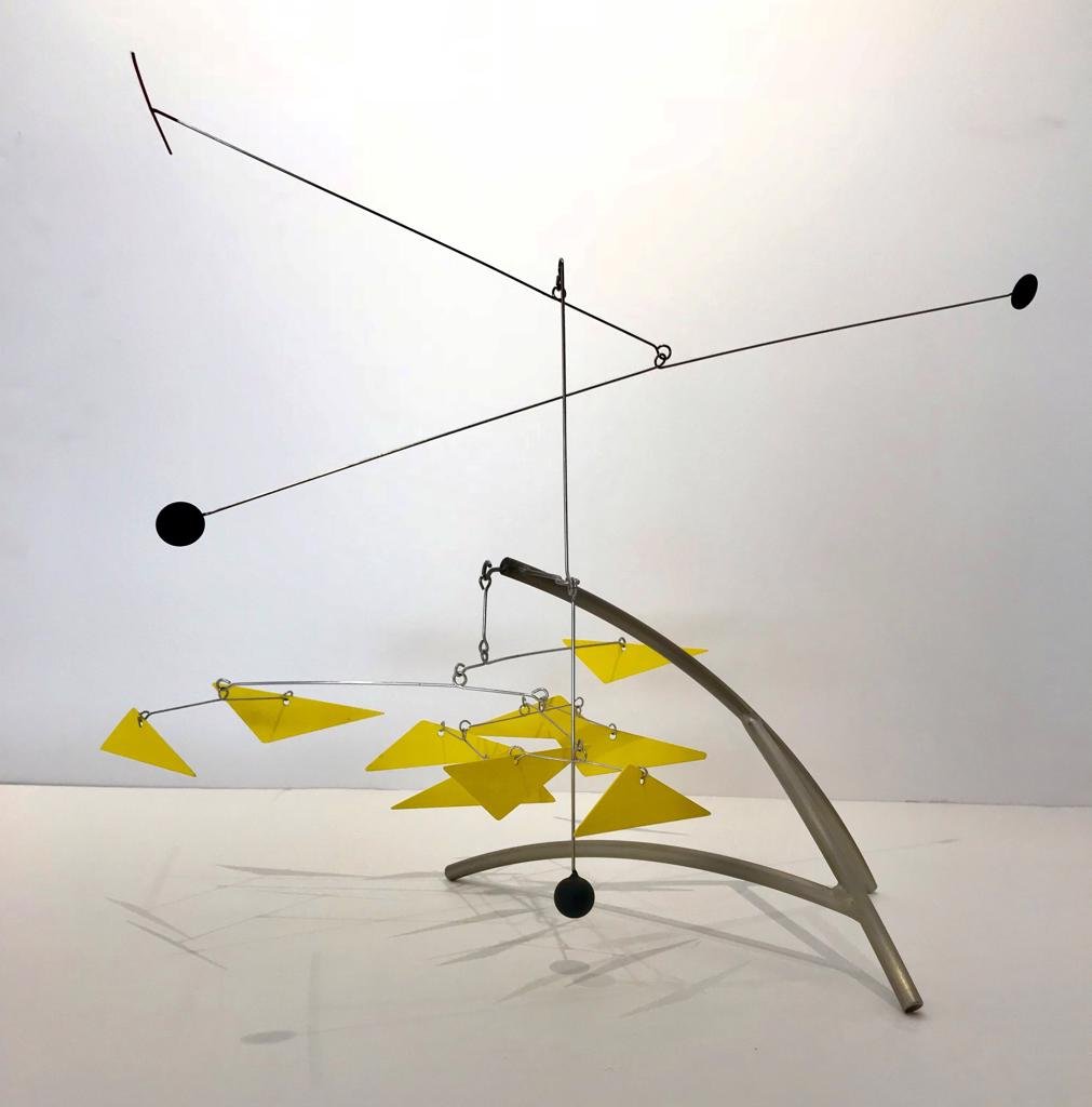 Brad Howe | Table Top Mobile - Serinus: Table Top Mobile - Serinus; 2014; Aluminum stainless steel; 13 x 22 x 17 inches; Signed