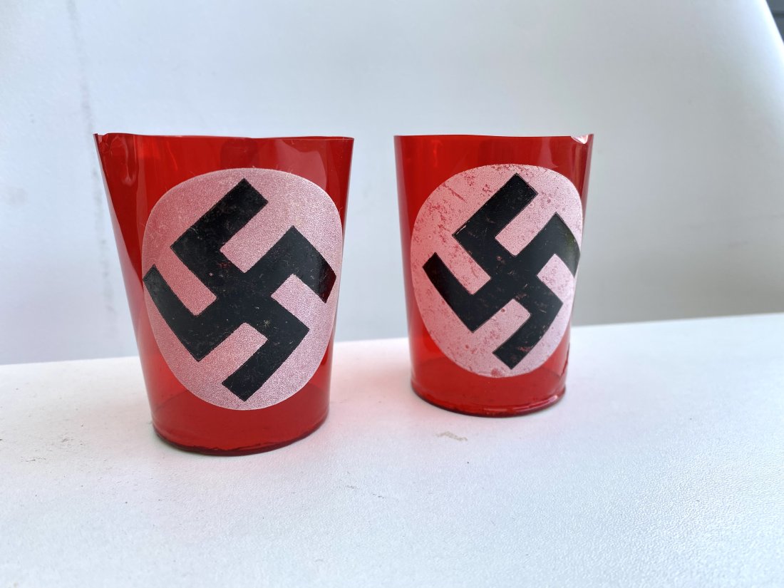 SET NSDAP CANDLEHOLDER NAZI WWII: These candle holders were used at the field grave of a fallen German soldier, and was also used in the German bunkers during WW2