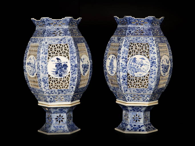 Pair Of Porcelain Lantern Vases