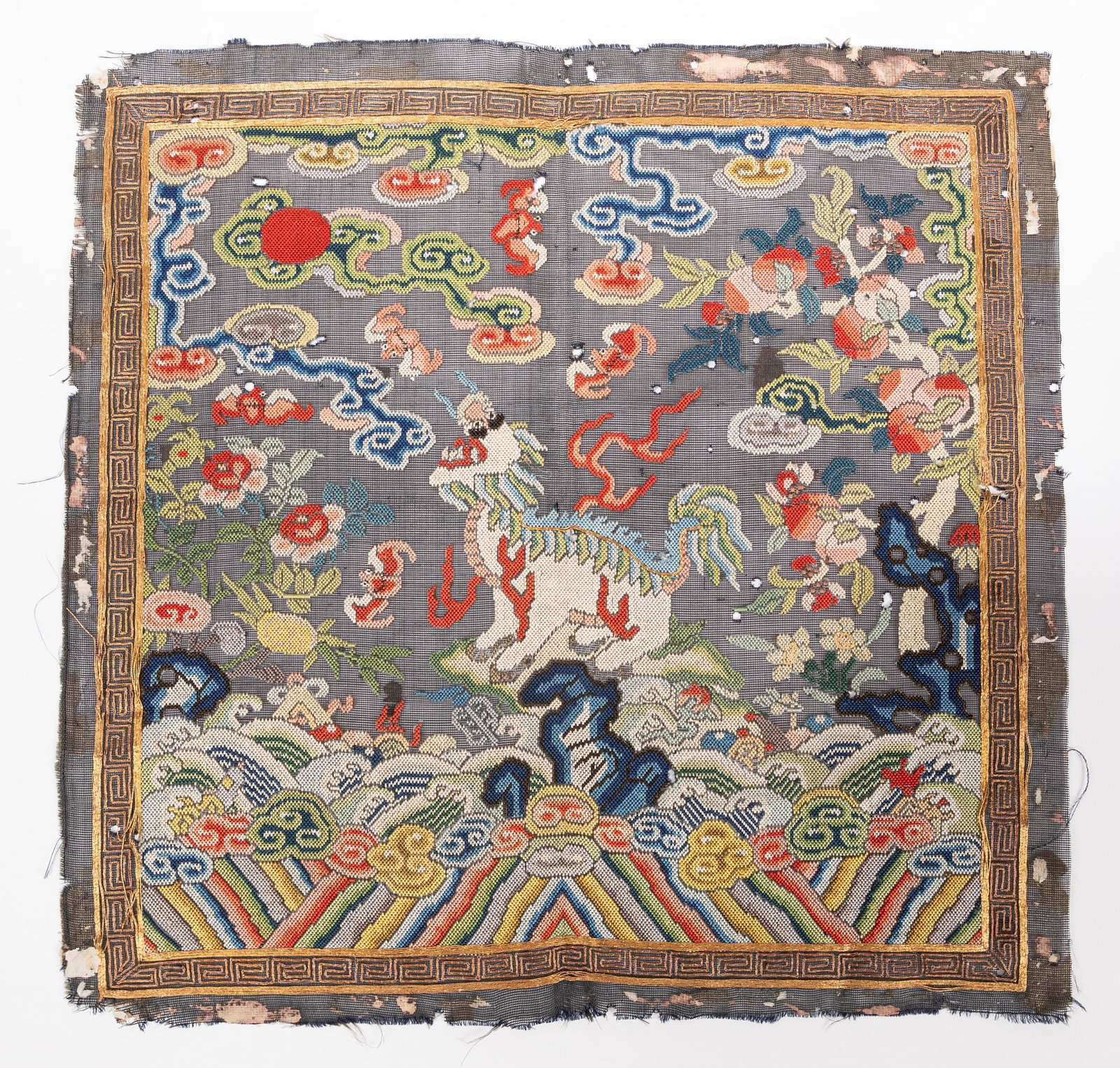A RARE CENSOR RANK BADGE IN SUMMER SILK BROCADE, China, Qing dynasty, first half 19th century (1 of 1)