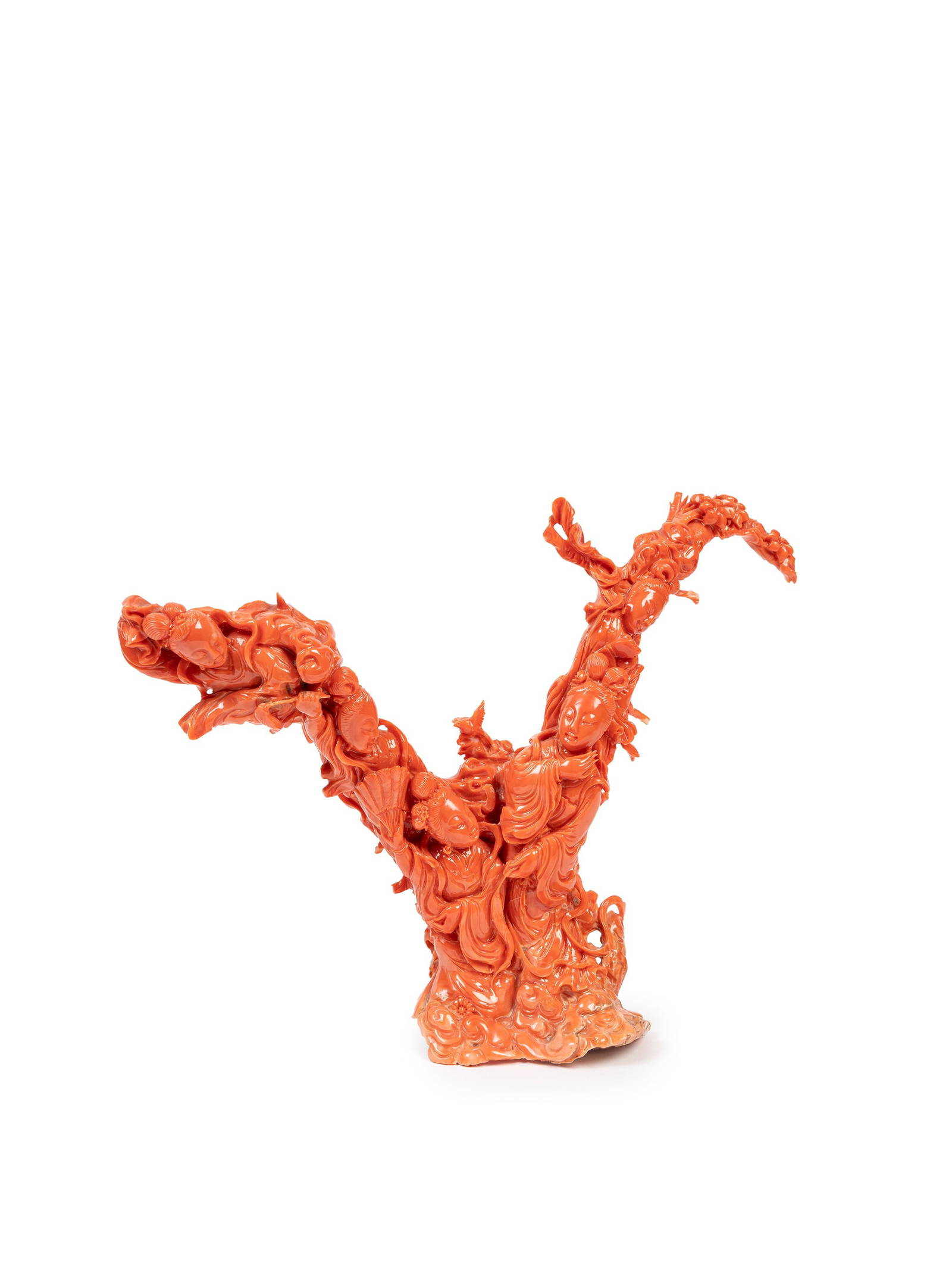 A LARGE RED MOMO CORAL SCULPTURE, China, early 20th century