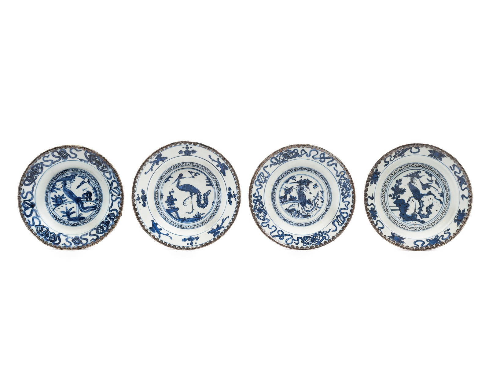 FOUR BLUE AND WHITE DISHES, China, Ming dynasty, 16th/17th century