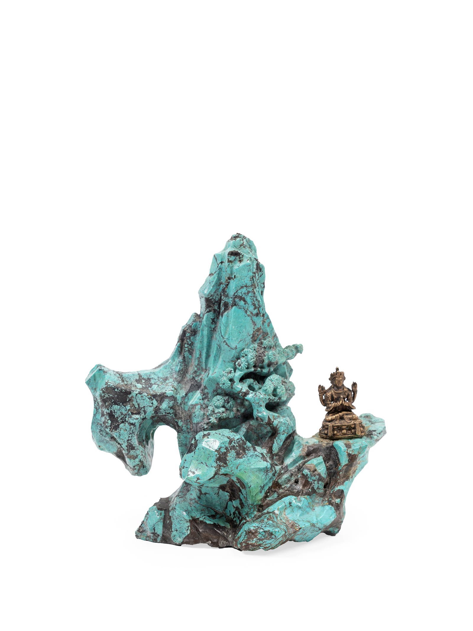 A TURQUOISE SCULPTURE, China, Qing dynasty, 19th century