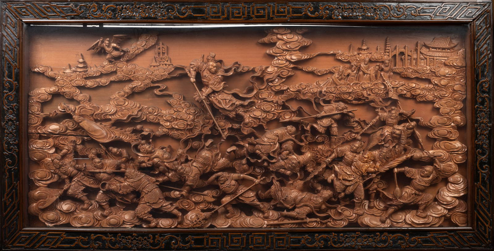 A LARGE WOOD PANEL, China, 20th century