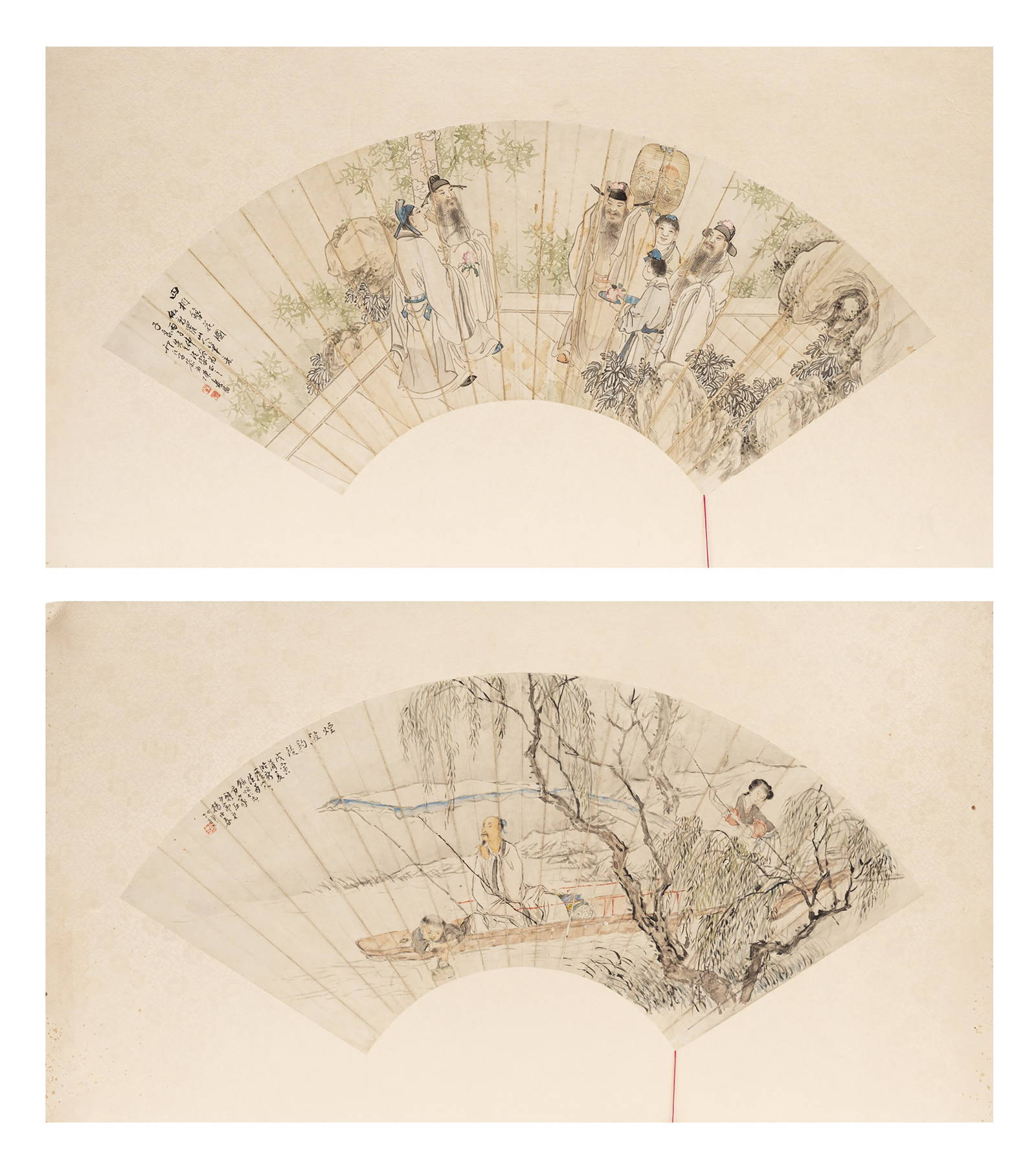 TWO PAINTED FANS, China, Qing dynasty (1644-1911)