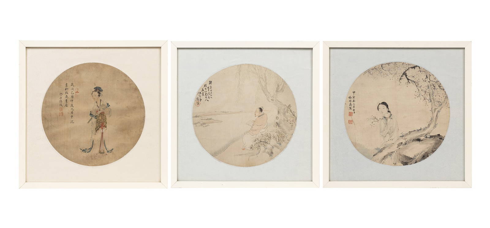 THREE PAINTING ON SILK, China, Qing dynasty (1644-1911)