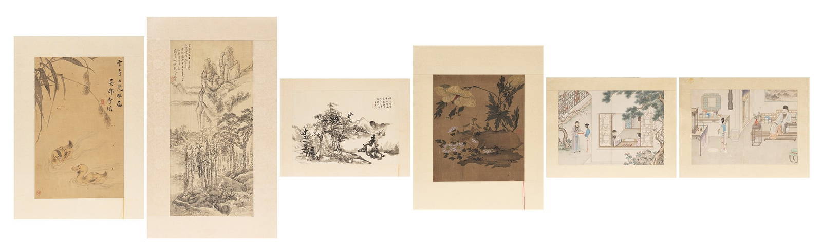 SIX PAINTINGS ON SILK, China, Qing dynasty (1644-1911)