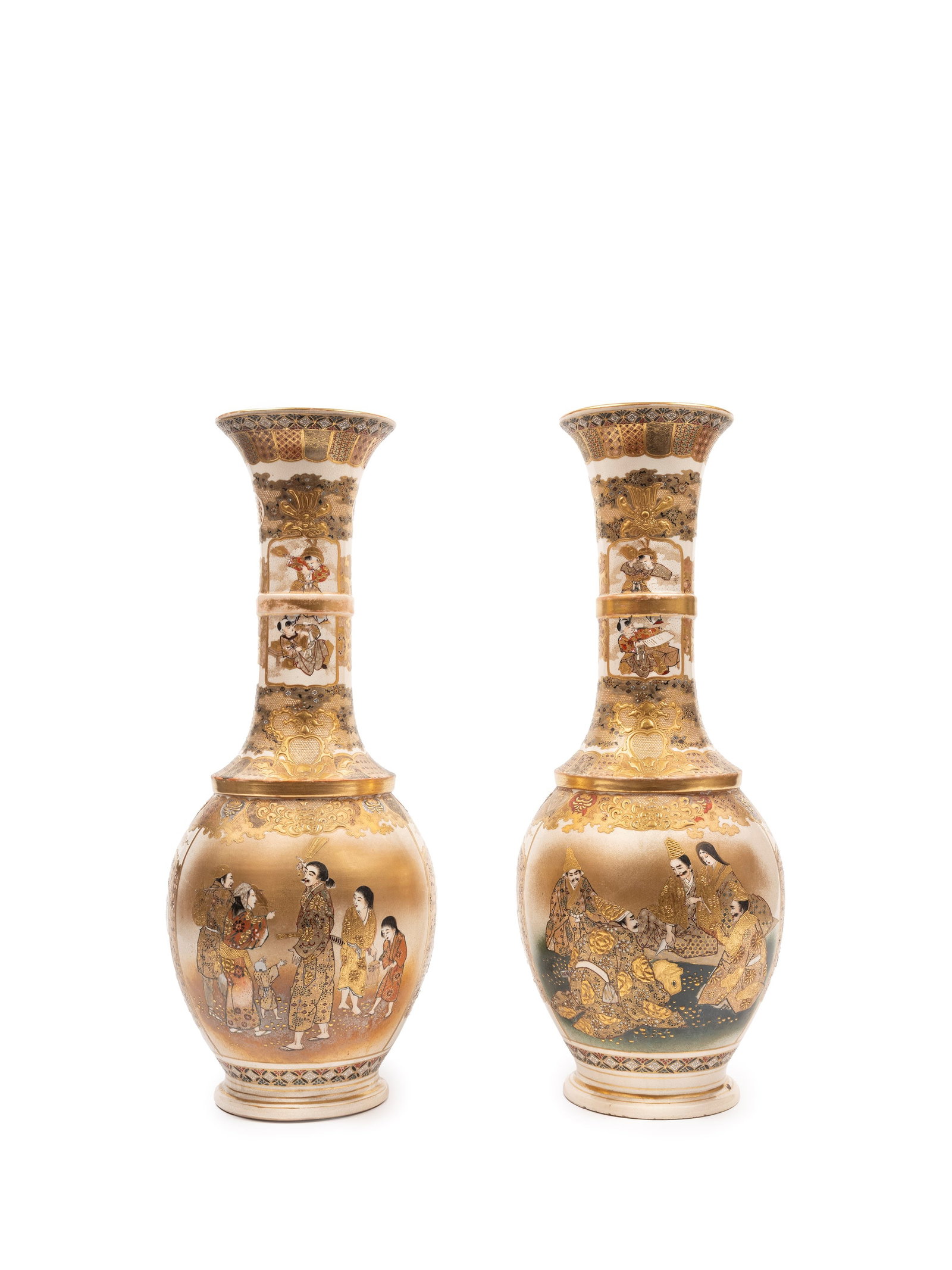A PAIR OF SATSUMA VASES, Japan, Meiji period (1868-1912) (1 of 3)
