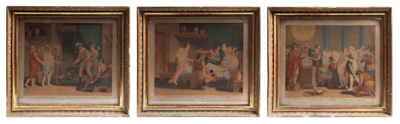 THREE HAND-COLOURED ENGRAVINGS FROM THE SERIES “HISTORIA DEL DECLIVE DEL IMPERIO INCA??, 19th (1 of 4)