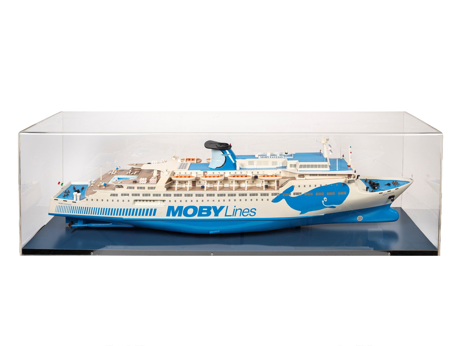 A MOBY LINES CRUISE SHIP ADVERTISING MODEL WITH PLEXIGLASS CASE,  (1 of 1)