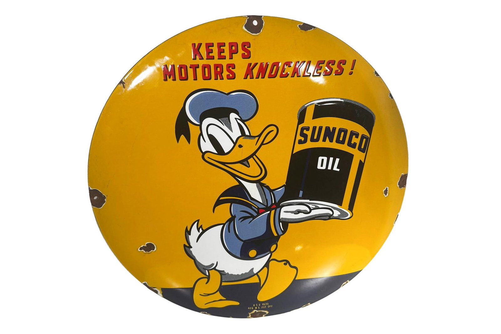 A SUNOCO OIL ENAMELLED DOMED ADVERTISING PLAQUE, (1 of 1)