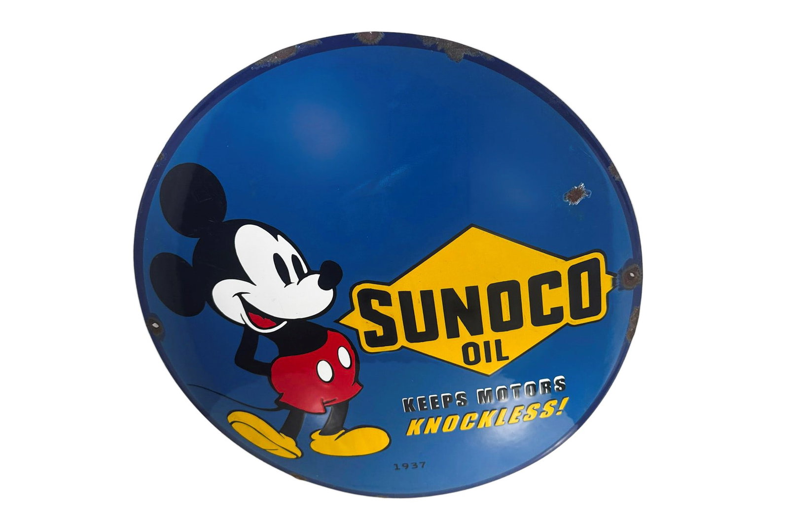 A SUNOCO OIL ENAMELLED DOMED ADVERTISING SIGN, (1 of 1)