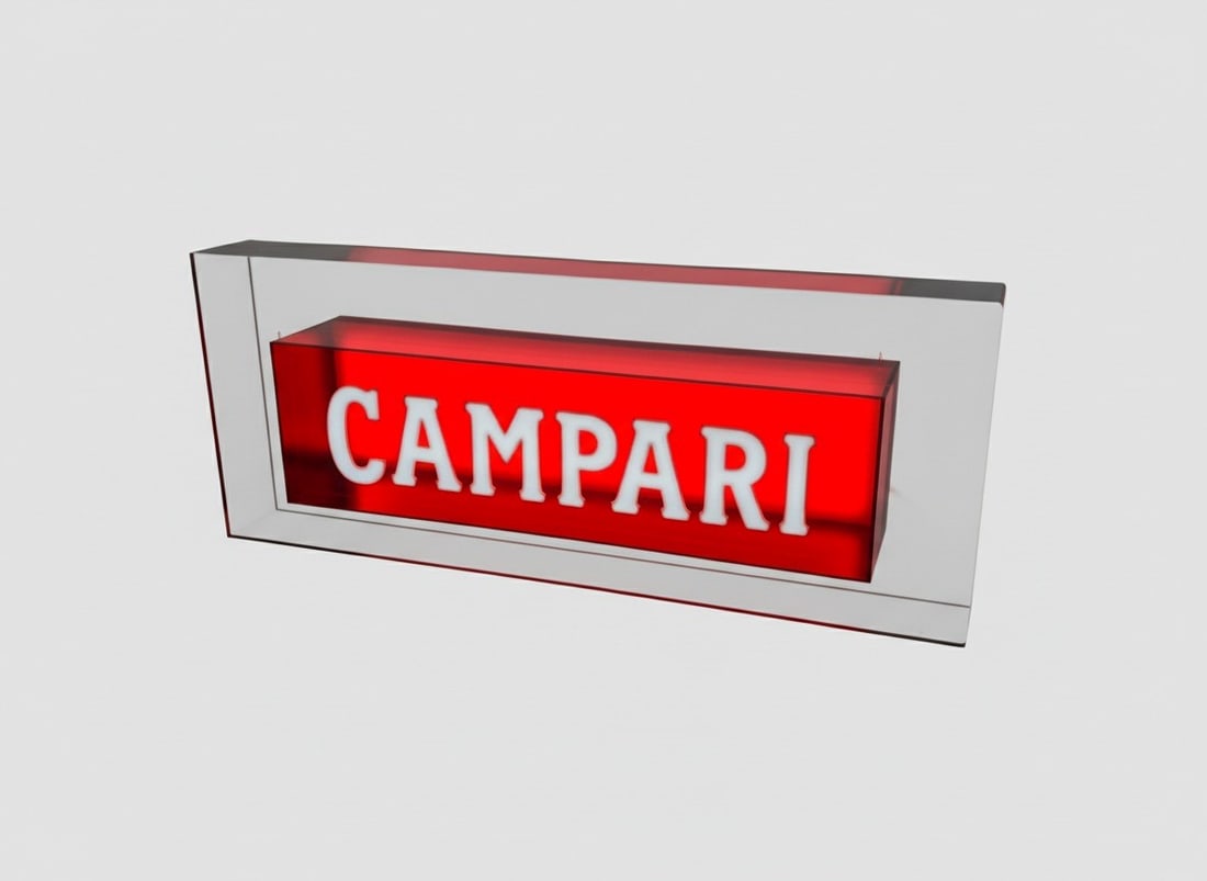 A CAMPARI LIGHTED ADVERTISING SIGN, : l cm 75 x h cm 10 Limited edition, vintage 1990s. Made of plexiglass.