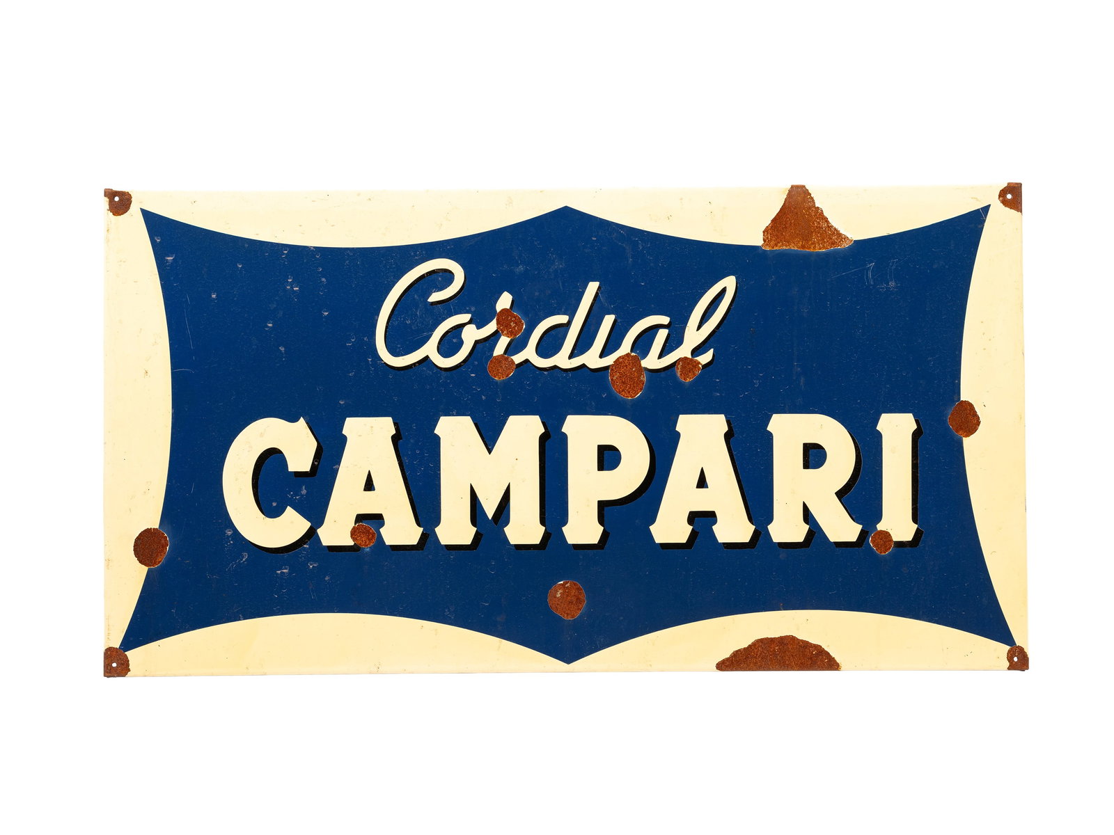 A VINTAGE CORDIAL CAMPARI SIGN,: l cm 100 x h cm 50 Made of metal.