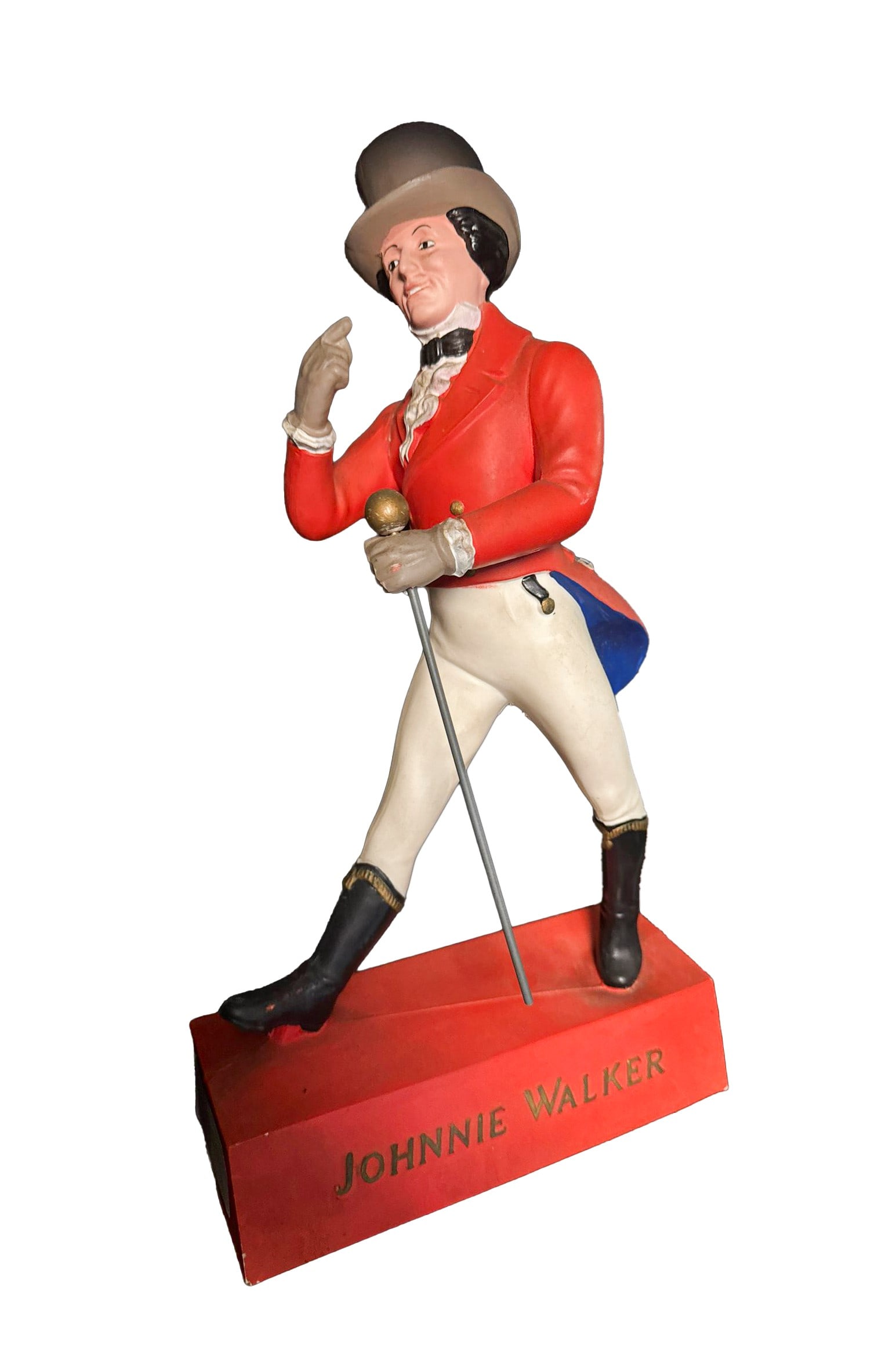 A JOHNNIE WALKER WINDOW DISPLAY ADVERTISING FIGURE, : h cm 40 x l cm 20 Original. Made of resin.