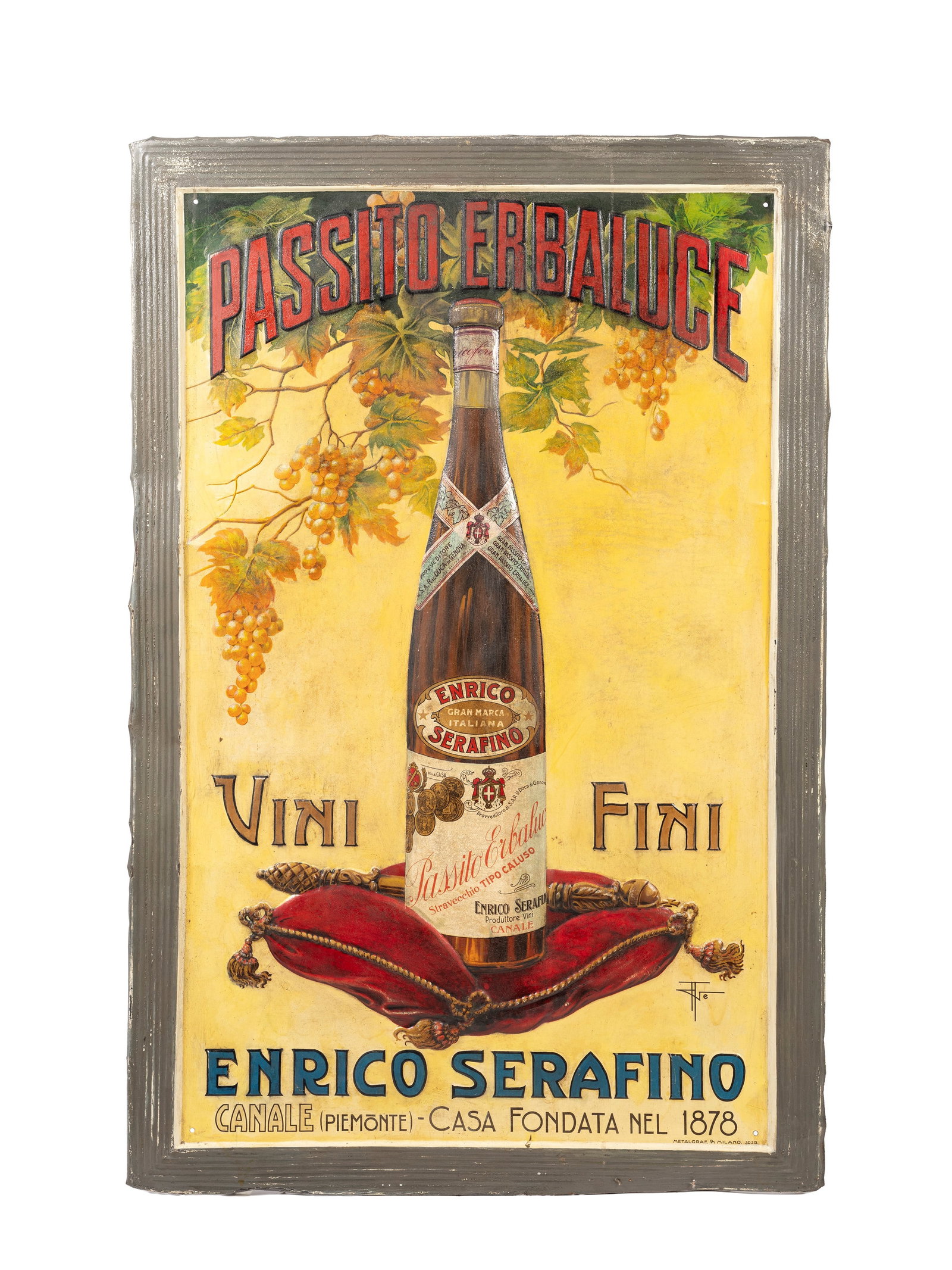 PASSITO ERBALUCE ADVERTISING SIGN, ENRICO SERAFINO FINE WINES, CANALE (PIEDMONT) ESTABLISHED IN (1 of 1)
