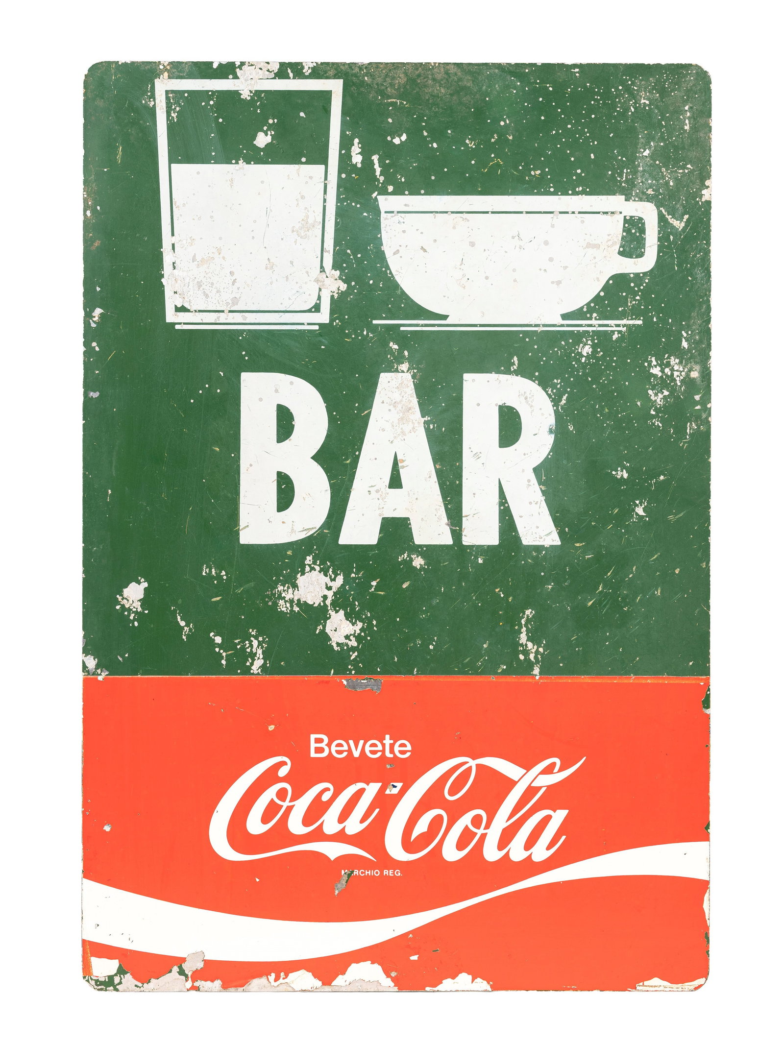 HIGHWAY ADVERTISING SIGN FROM AUTOGRILL BAR - COCA COLA,: l cm 66 x h cm 45 material metal, original vintage, 1980s