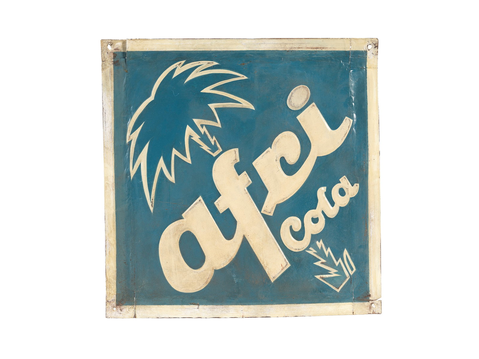 ORIGINAL VINTAGE 1960s AFRI COLA ADVERTISING SIGN,: l cm 50 Sign with raised lettering. Made of metal