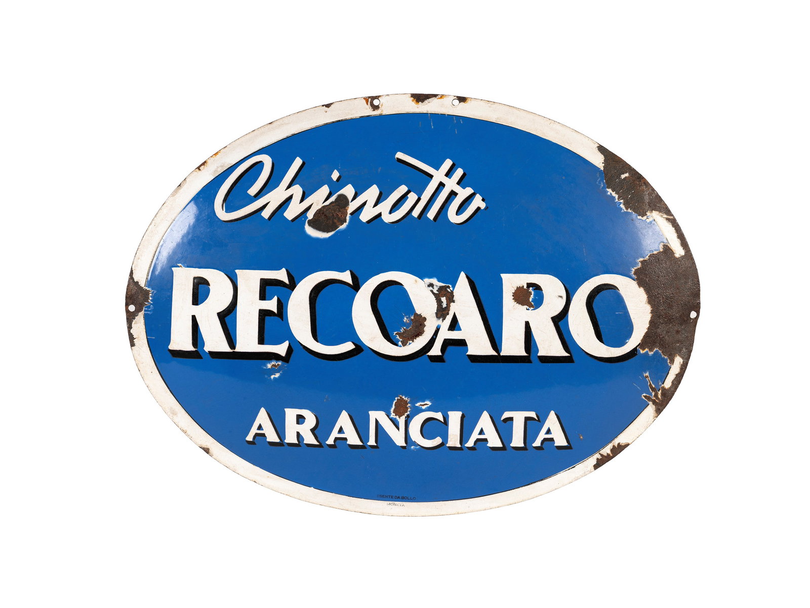 CHINOTTO RECOARO ARANCIATA BAR SIGN, 1960s,: l cm 60 x h cm 40