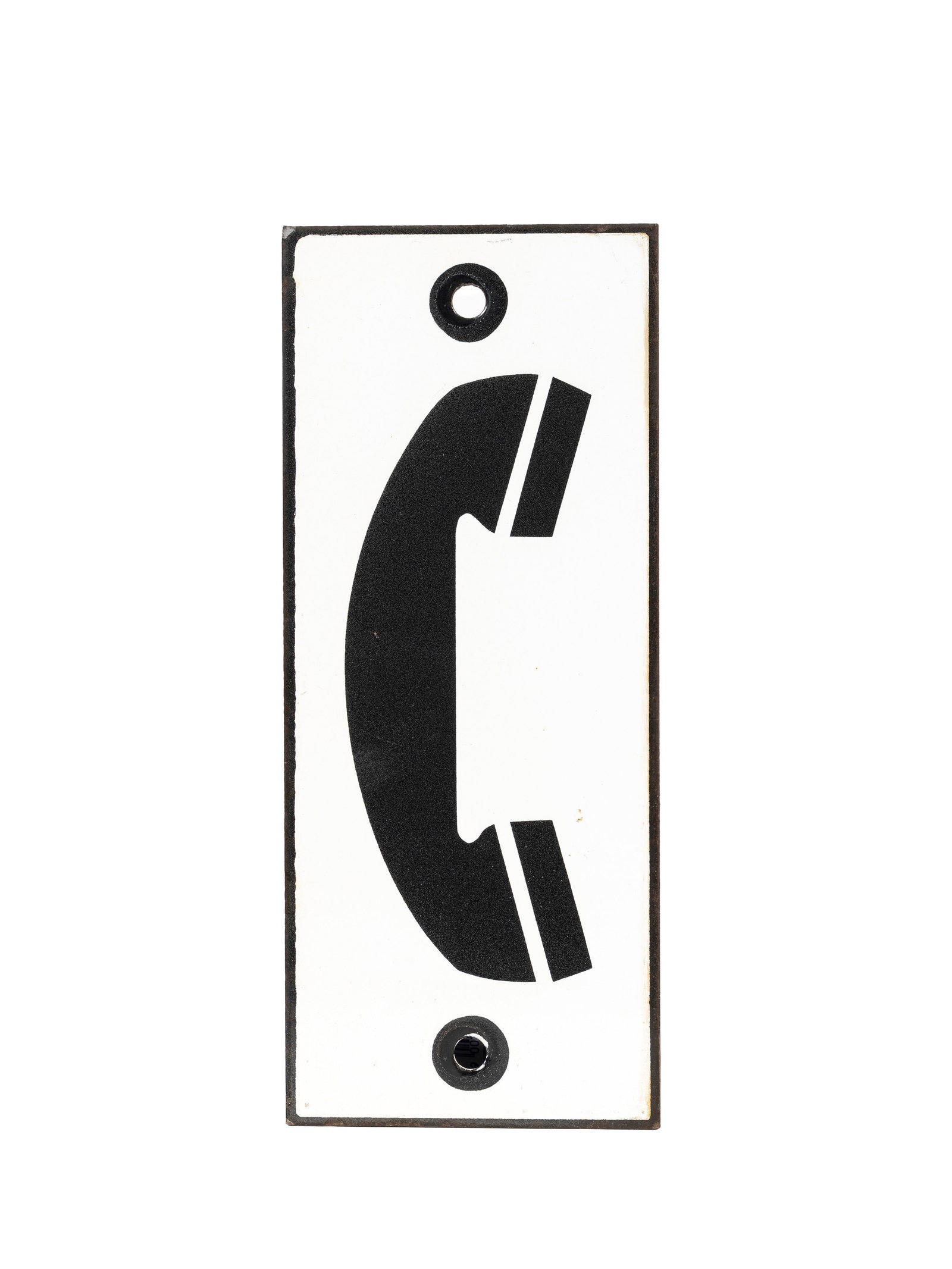ANTIQUE BLACK-AND-WHITE SIGN FEATURING A VINTAGE TELEPHONE HANDSET,  (1 of 1)