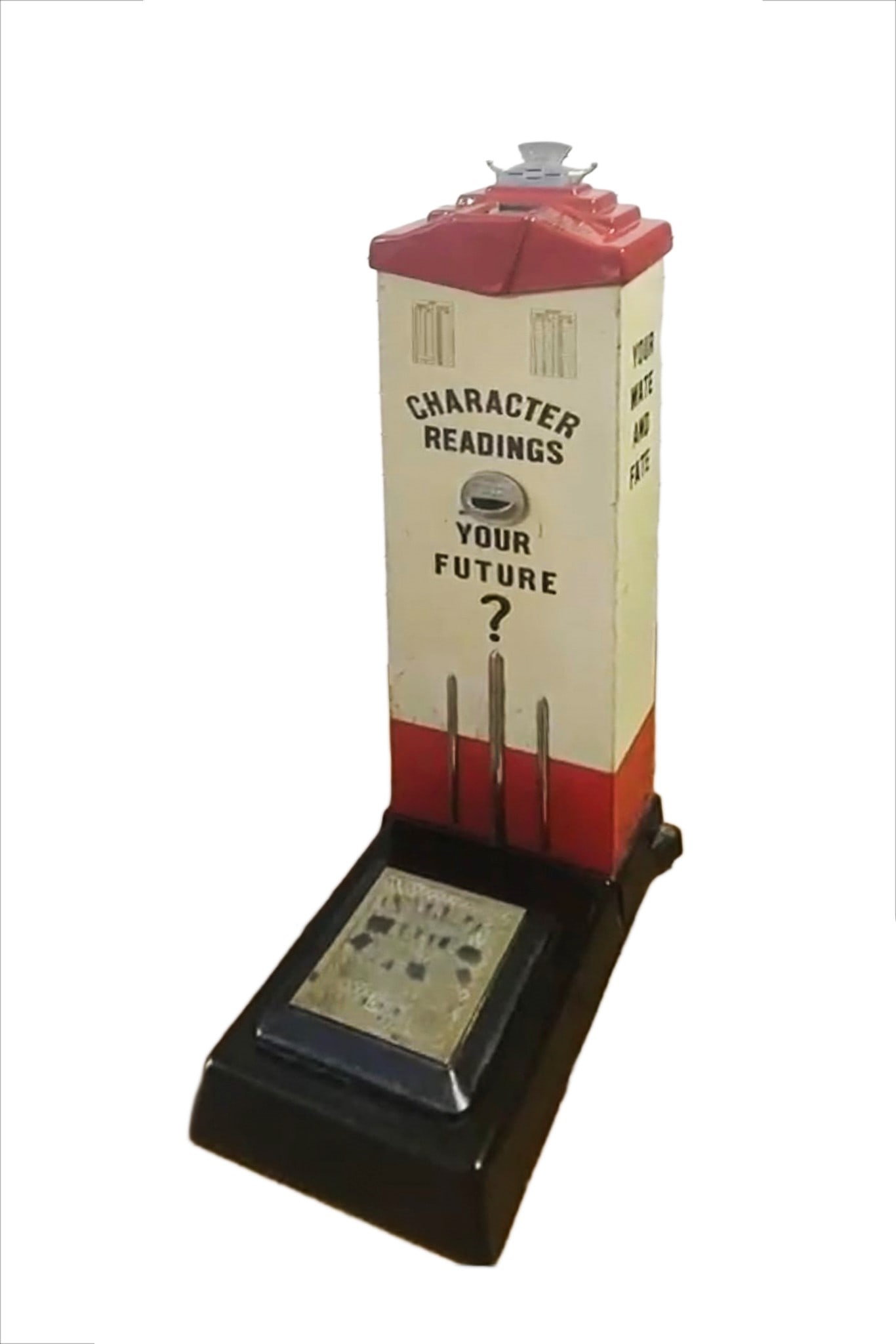 PHARMACY PERSONAL SCALE – NEW YORK,: h cm 120 1930s era. Fully mechanical scale that, when used, also predicts the future. Made of metal.