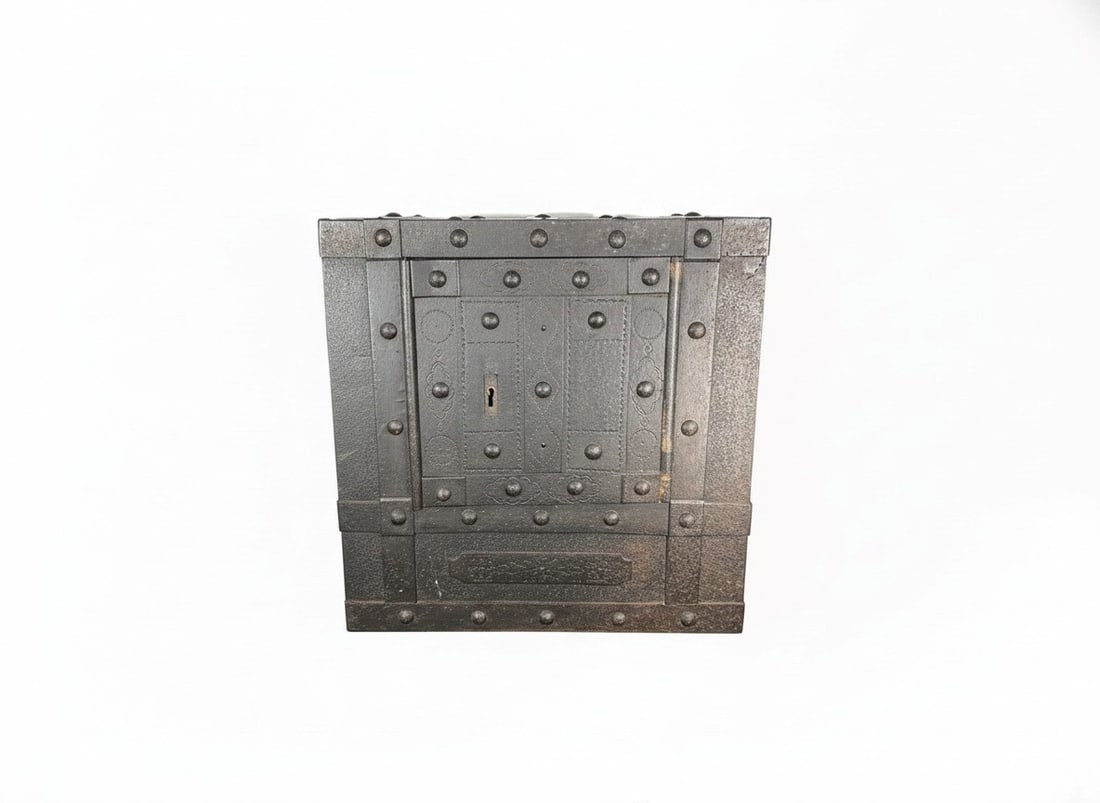 ANTIQUE STUDDED SAFE,  (1 of 1)