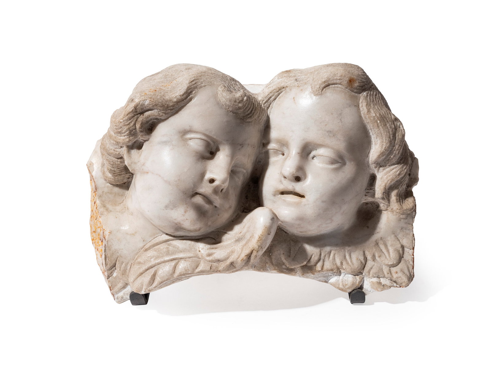 A PAIR OF PUTTI I IN WHITE MARBLE, 17th century (1 of 2)