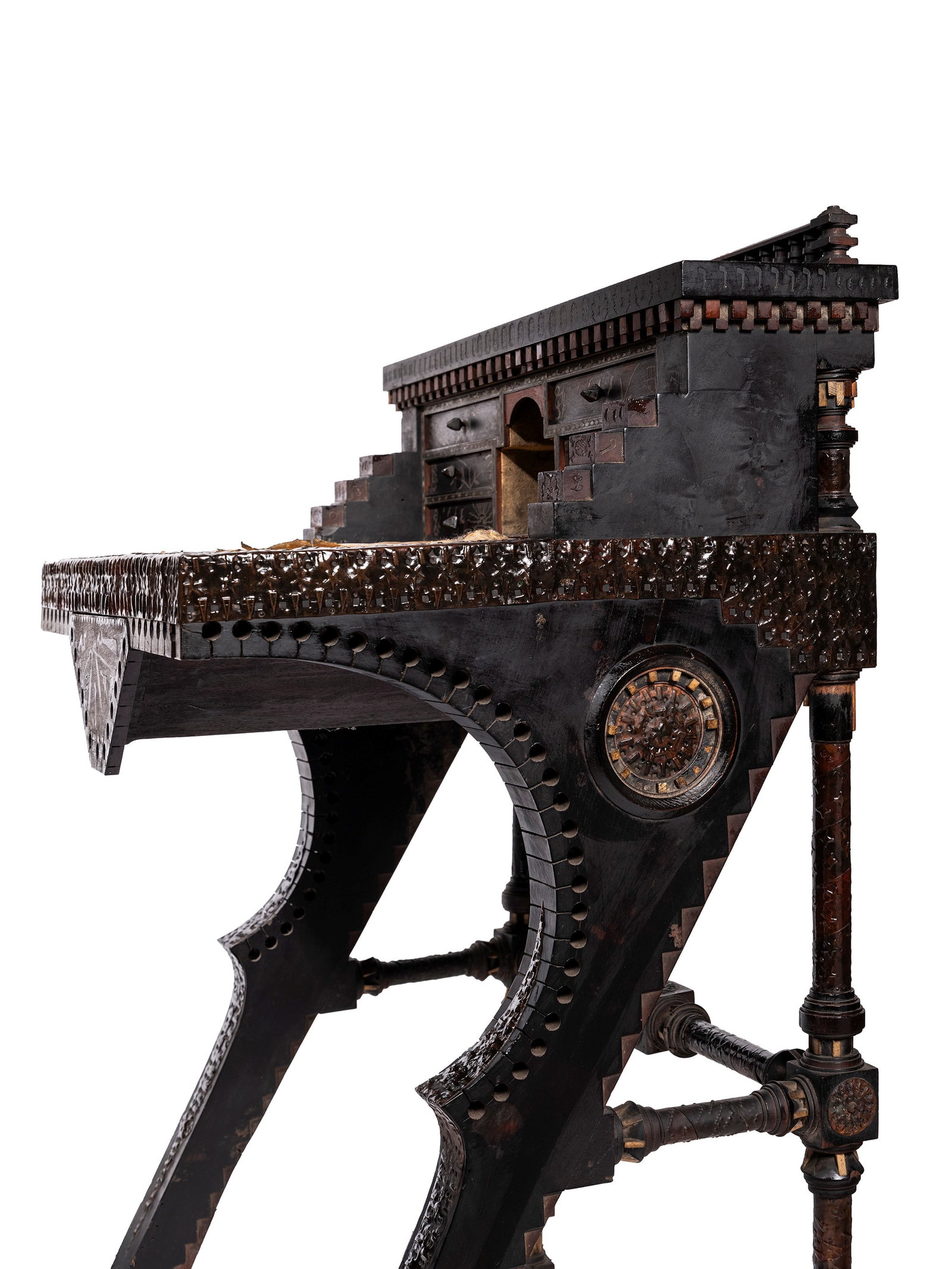 Carlo Bugatti(1856 - 1940) RARE WRITING DESK WITH CHAIR, 1910 ca. (1 of 14)