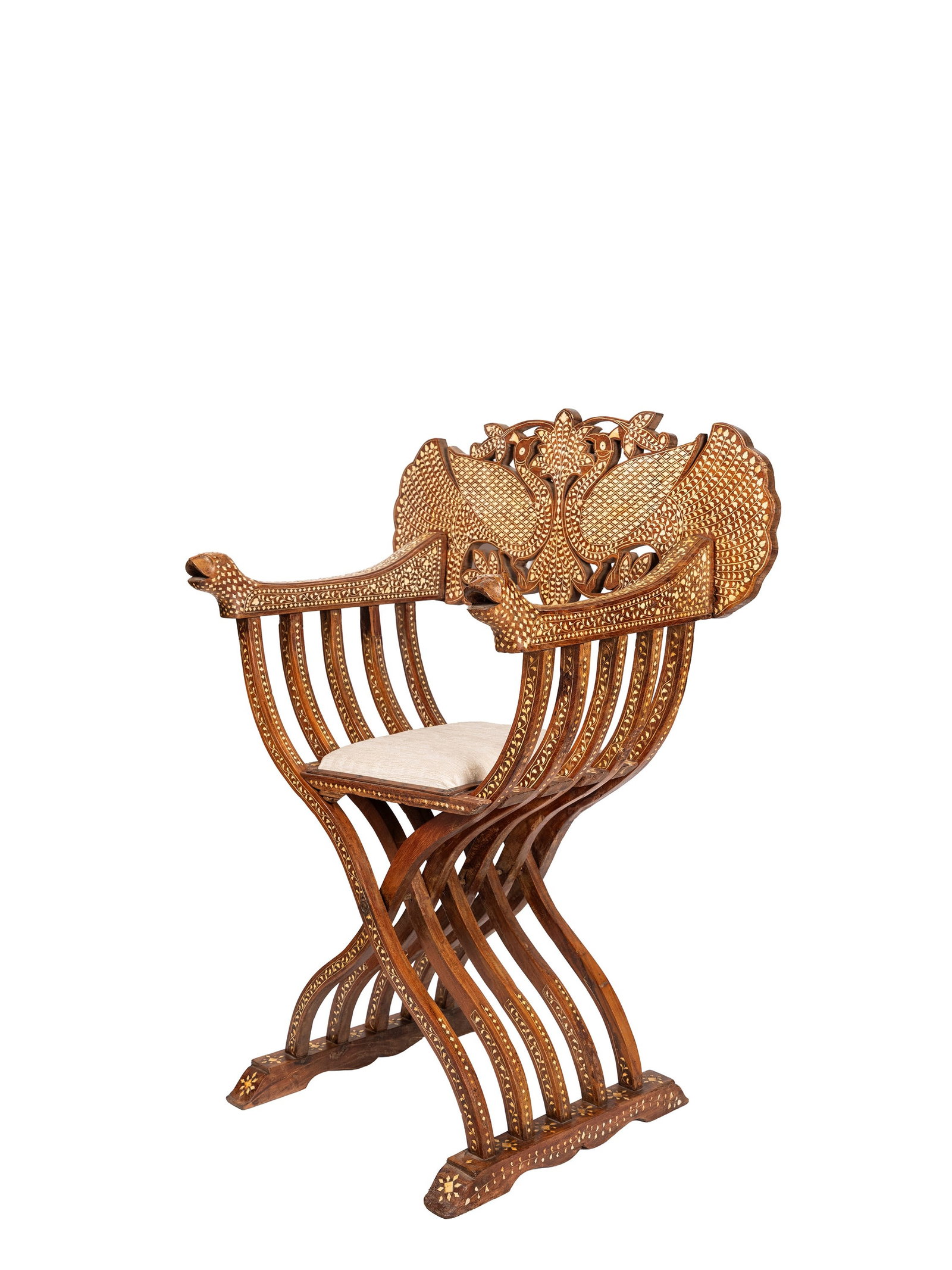 A SAVONAROLA ARMCHAIR, Anglo-Indian, 19th century (1 of 4)